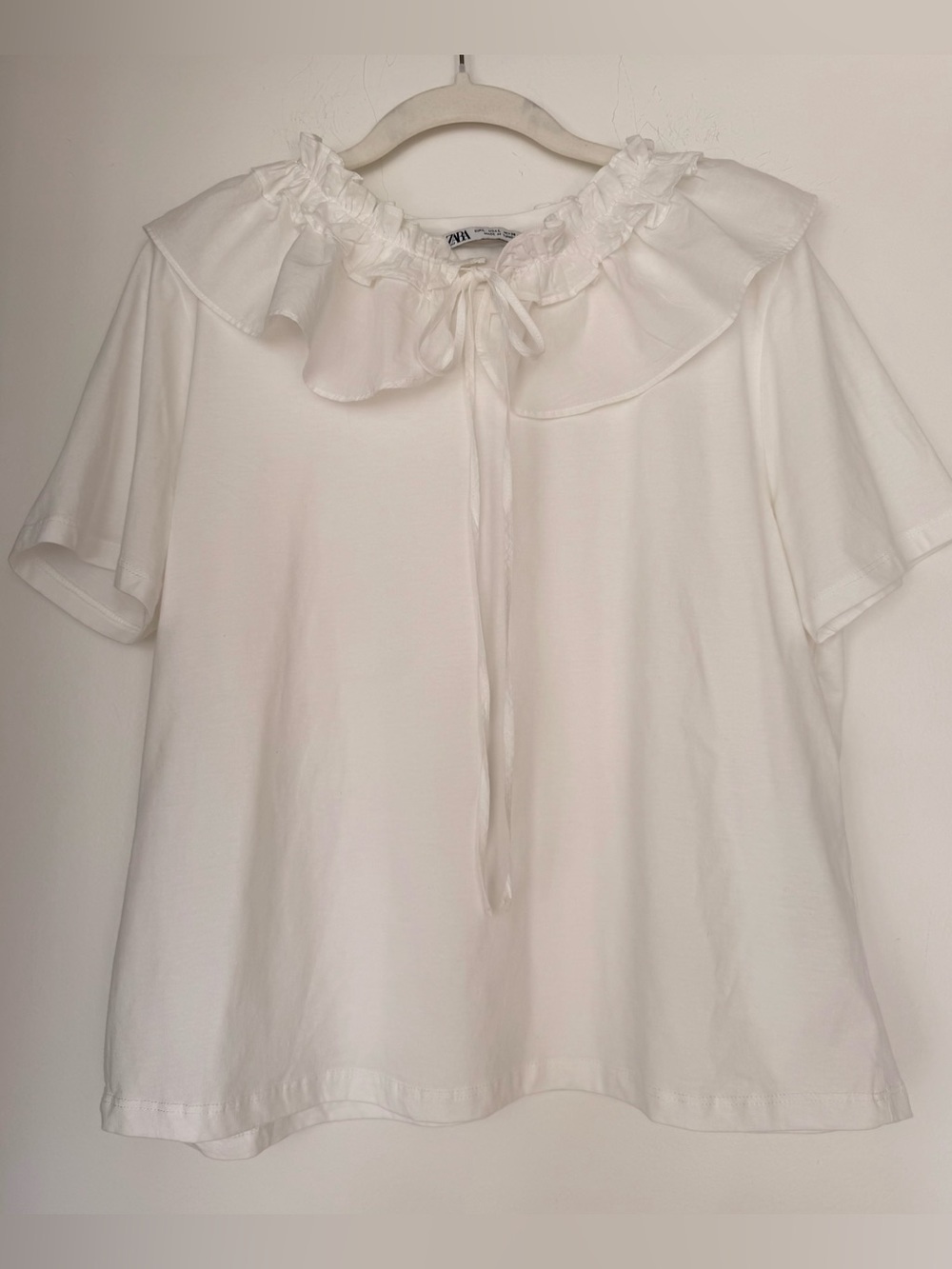 Zara Ruffle Collar Short Sleeve Top - Picture 2 of 6